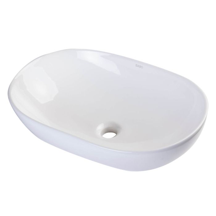 EAGO BA352 23'' White Oval Porcelain Bathroom Sink Basin without Overflow