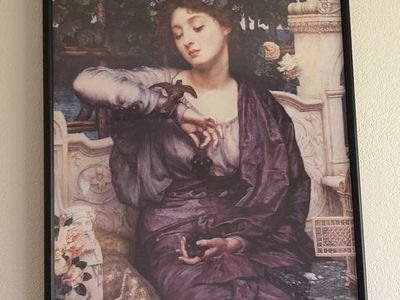 Sir Edward Poynter 'Libra and Her Sparrow' Framed Art Print, Classic Victorian Artwork, 24x36