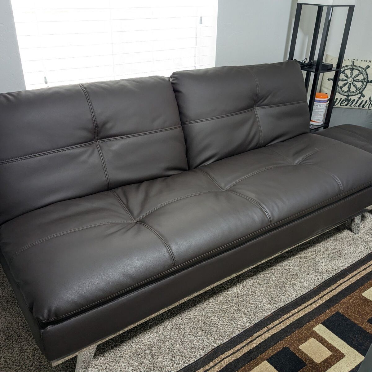 Faux leather futon and ottoman