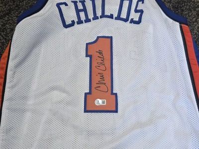 Chris Childs Autographed #1 New York Knicks Adidas NBA Basketball Jersey 100 obo