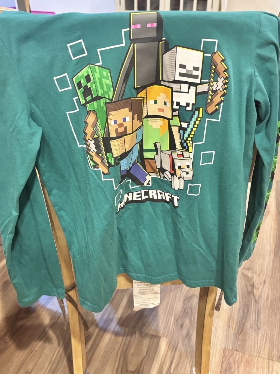 Mojang Studios Minecraft Youth XL (14/16) Green Long Sleeve Graphic T-Shirt
