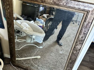 Large Ornate Decorative Wall Mirror - Brown/Gold Frame, Excellent Condition