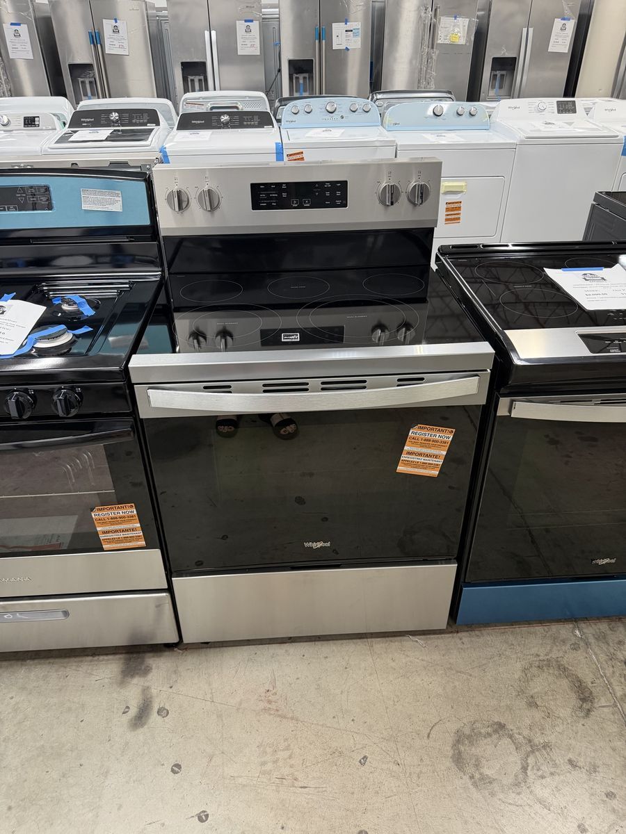 NEW WHIRLPOOL STAINLESS ELECTRIC RANGE W AIR FRY