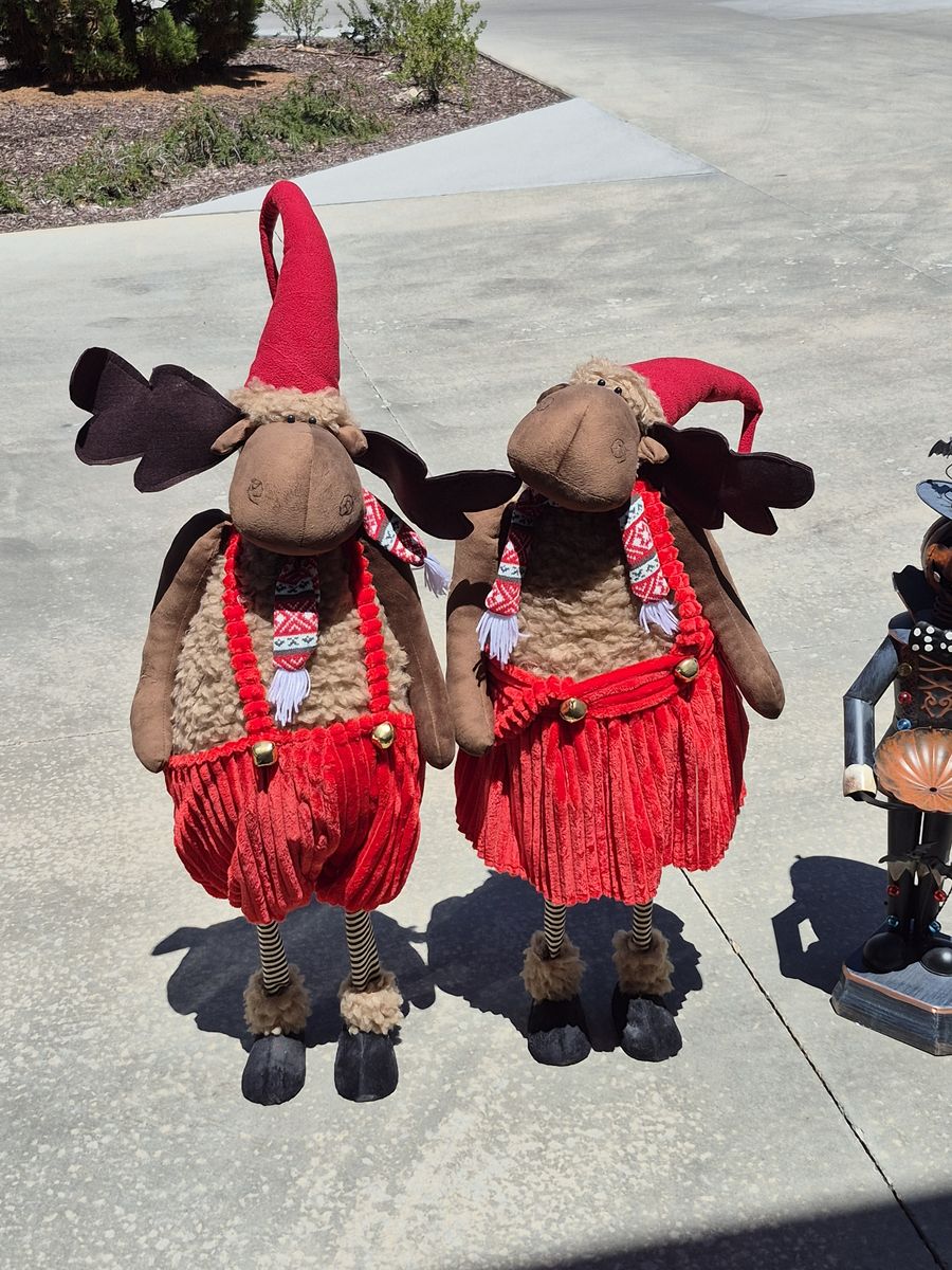 Pair of Christmas Moose Couple and Halloween goblin.