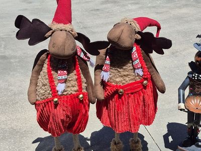Pair of Christmas Moose Couple and Halloween goblin.