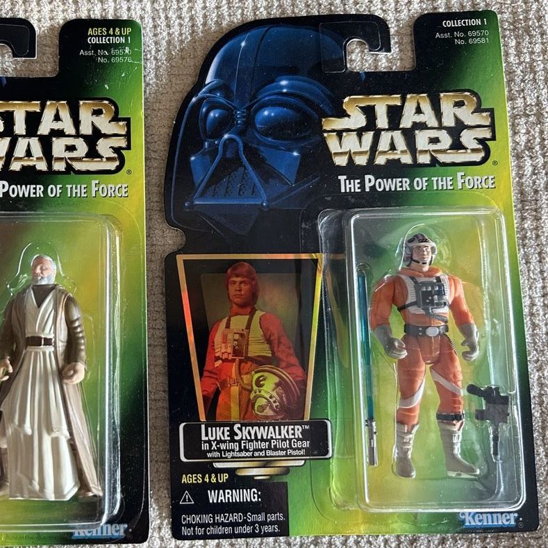 Star Wars The Power of the Force Kenner Green Card Luke Skywalker Action Figure X-Wing Fighter Pilot Gear w/Lightsaber & Pistol