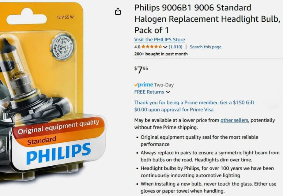 Philips 9006 B1 halogen headlight bulb (10 pieces)