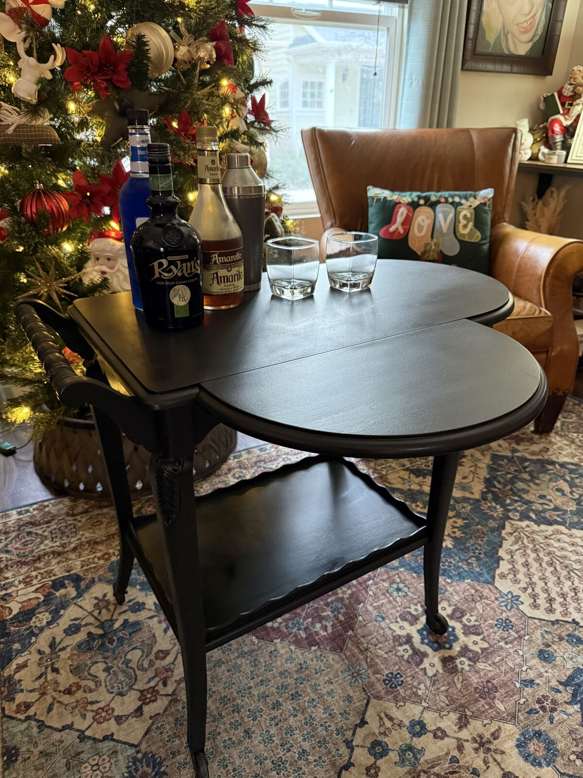 Refinished vintage bar cart