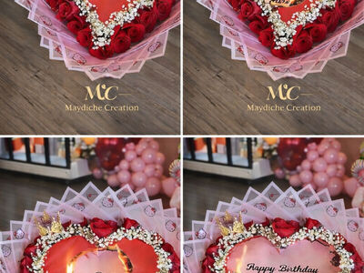 Luxury Burning Heart Rose Bouquet - Custom Message