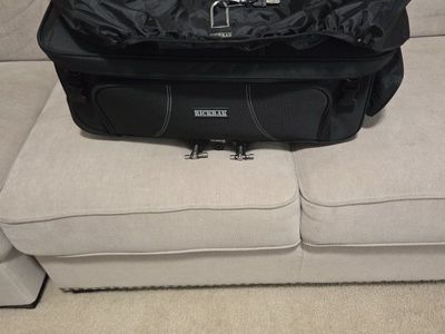 RickRak Black Motorcycle Luggage Bag with Wheels & Side Pockets.