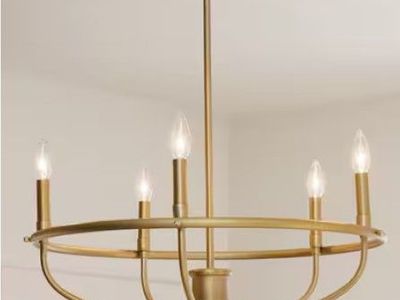 NEW 5 LIGHT BRUSHED GOLD CHANDELIER