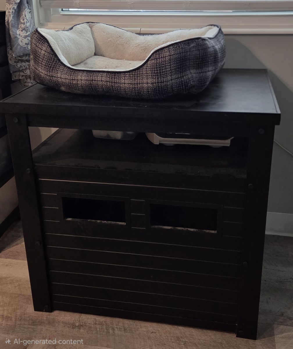 ECOFLEX Black Litter Box Enclosure & End Table Pet House