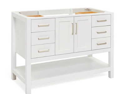 Brand New-- Solid Wood Ariel Magnolia 48 in. White Bathroom Vanity. Ordered wrong size, paid $1000.