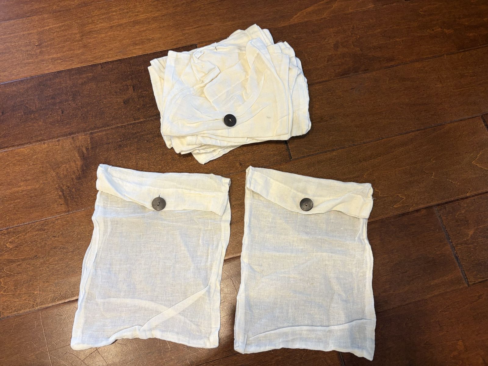 12 Small Linen Bags w/ Foldover Button Tops