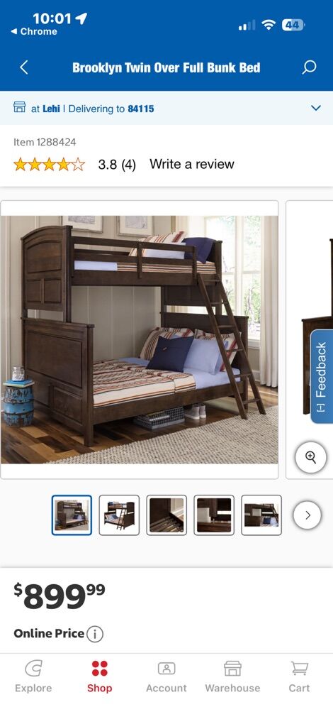 Costco Twin Over Fiull Bunk Bed