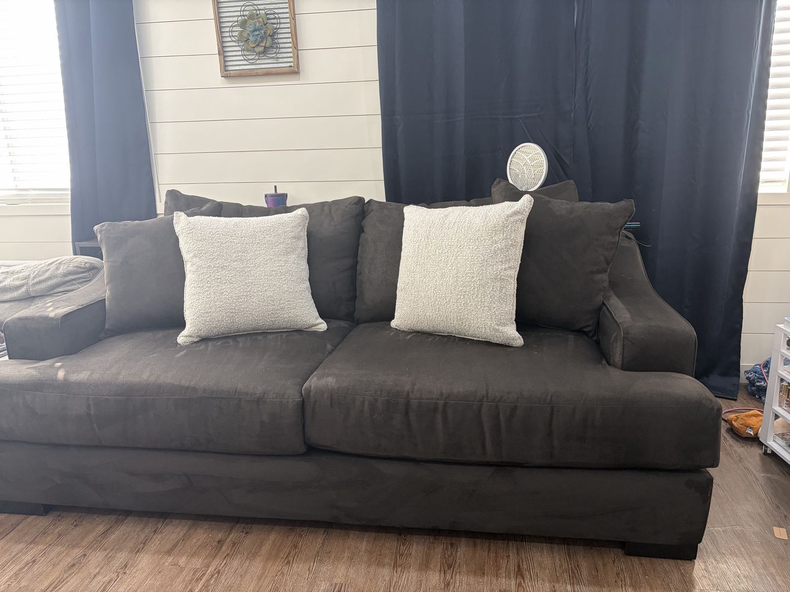 Black Suede Like extra Deep sleeper Sofa