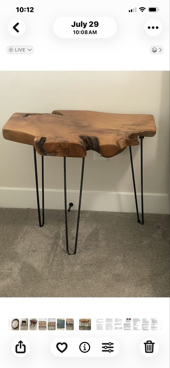 Beautiful live edge wood slab side table