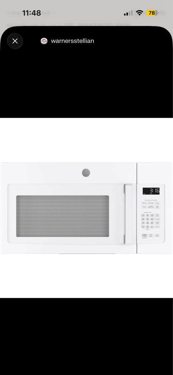 New! White 1.6 cu ft Over-the-range Microwave Oven