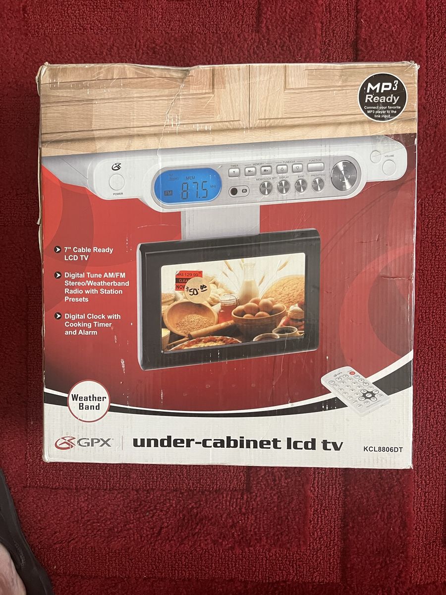 GPX KCL8806DT 7" Under-Cabinet LCD TV AM/FM Radio MP3 Ready w/ Weather Band