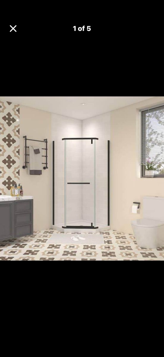 Black) Neo-Angle Frameless Pivot Shower Door