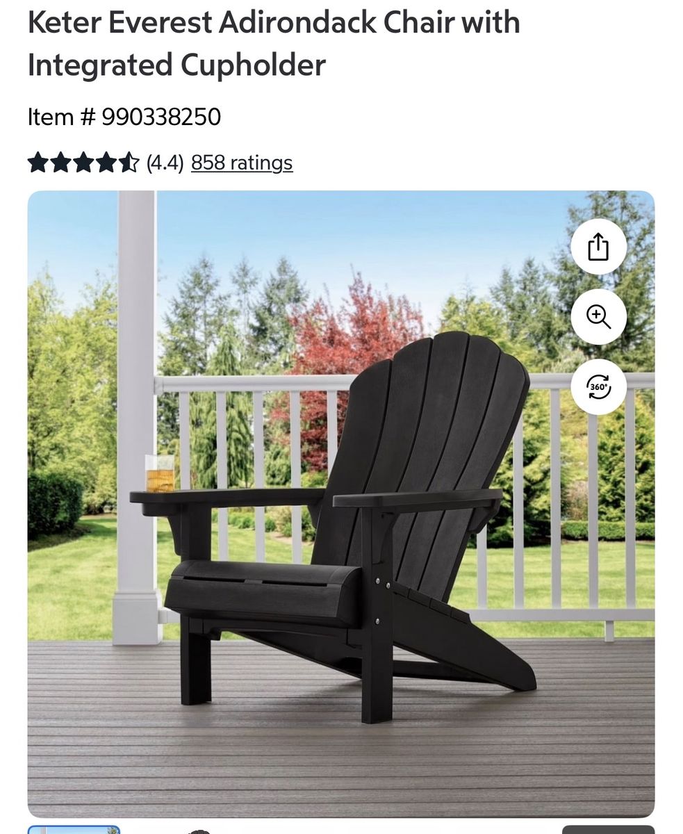 Keter Everest Adirondack Chair with Integrated Cupholder - Brown