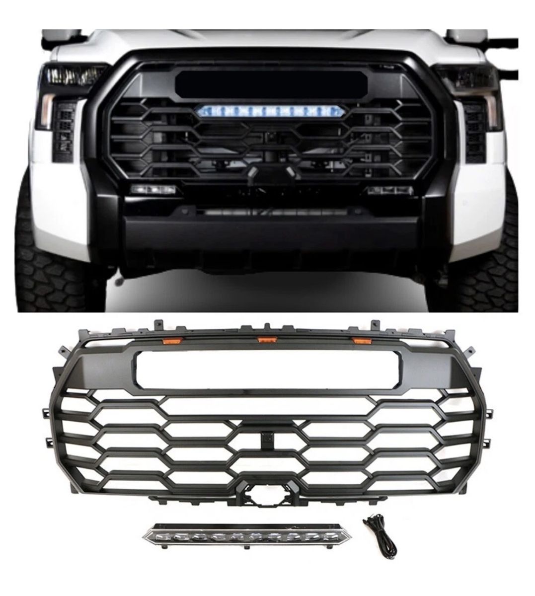 Matte Black Grille for 2022-2025 Toyota Tundra TRD Pro Style Grill with LEDs