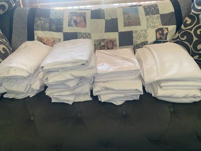 Bulk Lot White Polyester Tablecloths Round & Rectangular Party Event Linens