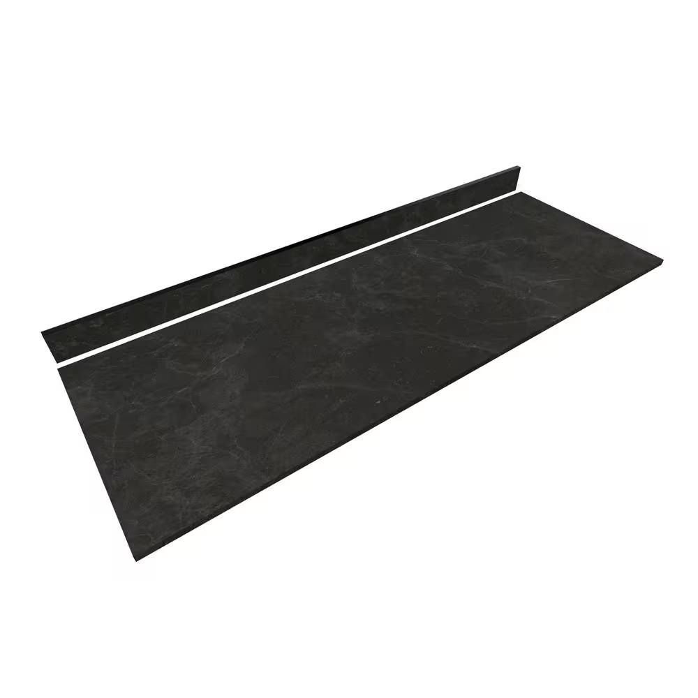 THINSCAPE 6 ft Engineered Composite Countertop, 25 in D, Black Amani