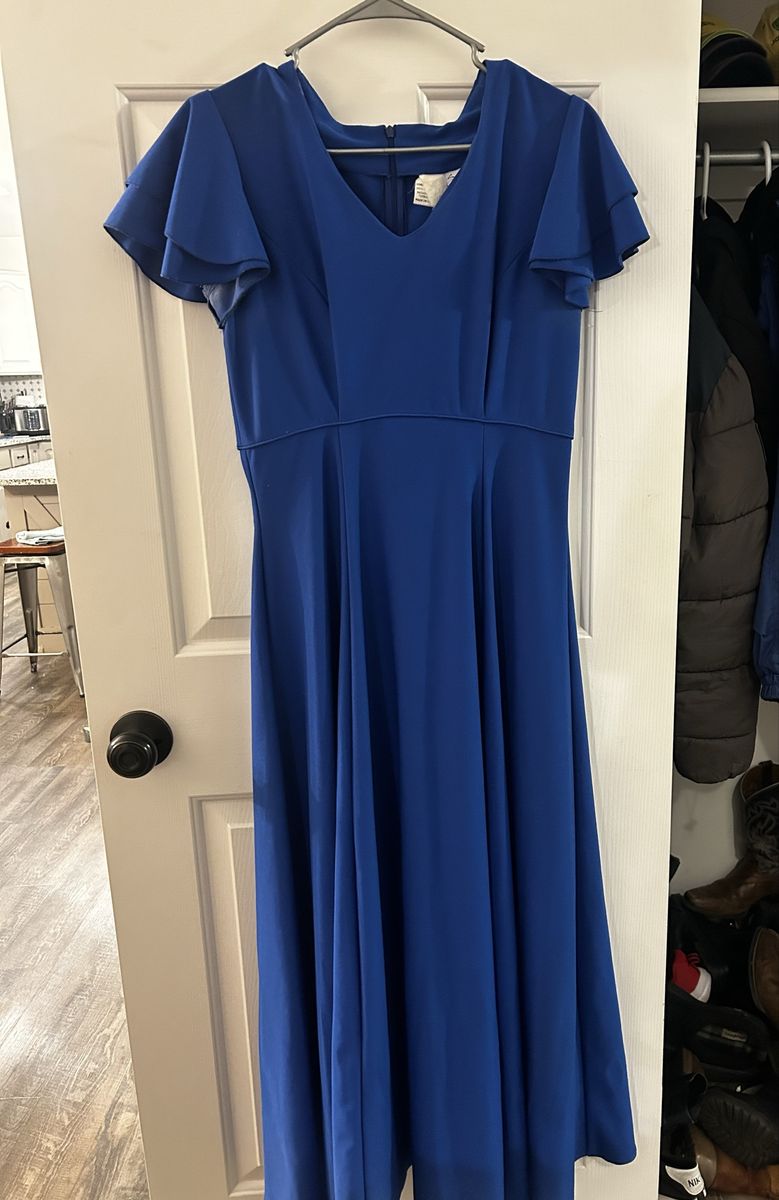 Formal sapphire blue floor length dress