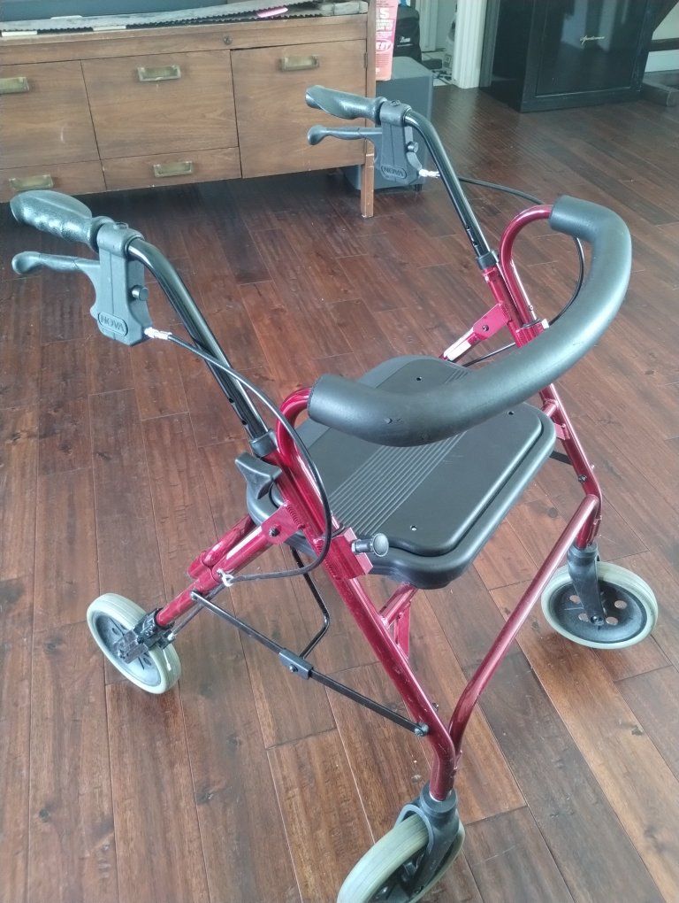 NOVA 4202RD Deluxe Walker Red - 300lb Weight Capacity, Foldable Mobility Aid