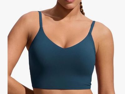 Women's Bikini Top & High Waisted V Cut Bottom, Teal Blue, Size Small
