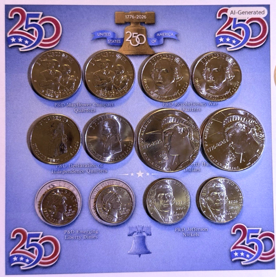 US Semiquincentennial 1776-2026 Commemorative 12 Coin Set - P&D Mint Marks