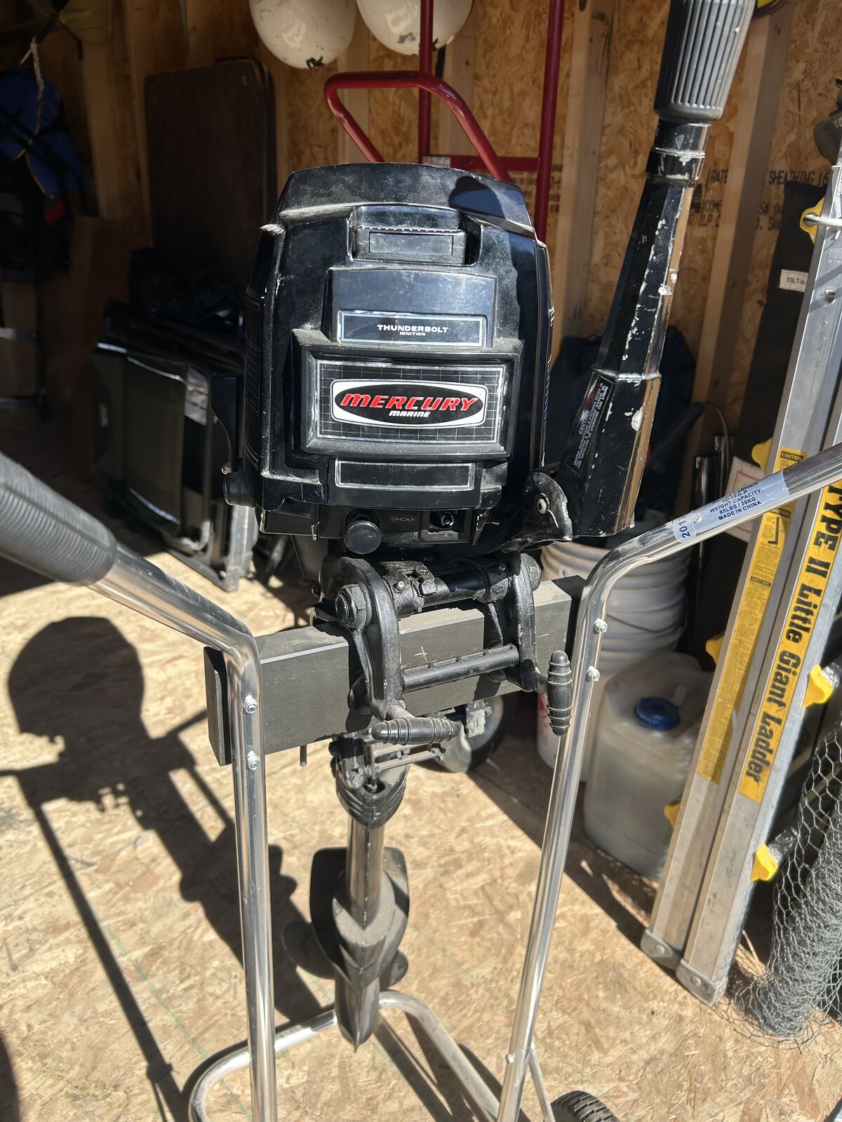 Mercury 110 trolling motor with gas can