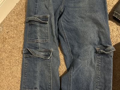 Cello Women's Blue Denim Mid-Rise Cargo Jeans with Pockets - Size 3