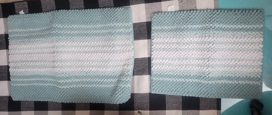Idea Nuova Shaggy Chenille Bath Rug Set - Blue & White (21.5x34 & 17.5x24)