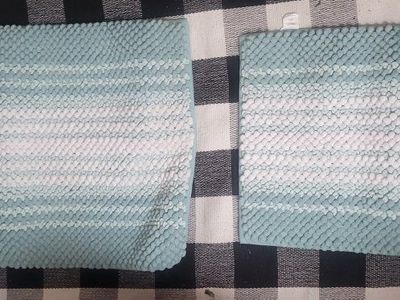 Idea Nuova Shaggy Chenille Bath Rug Set - Blue & White (21.5x34 & 17.5x24)