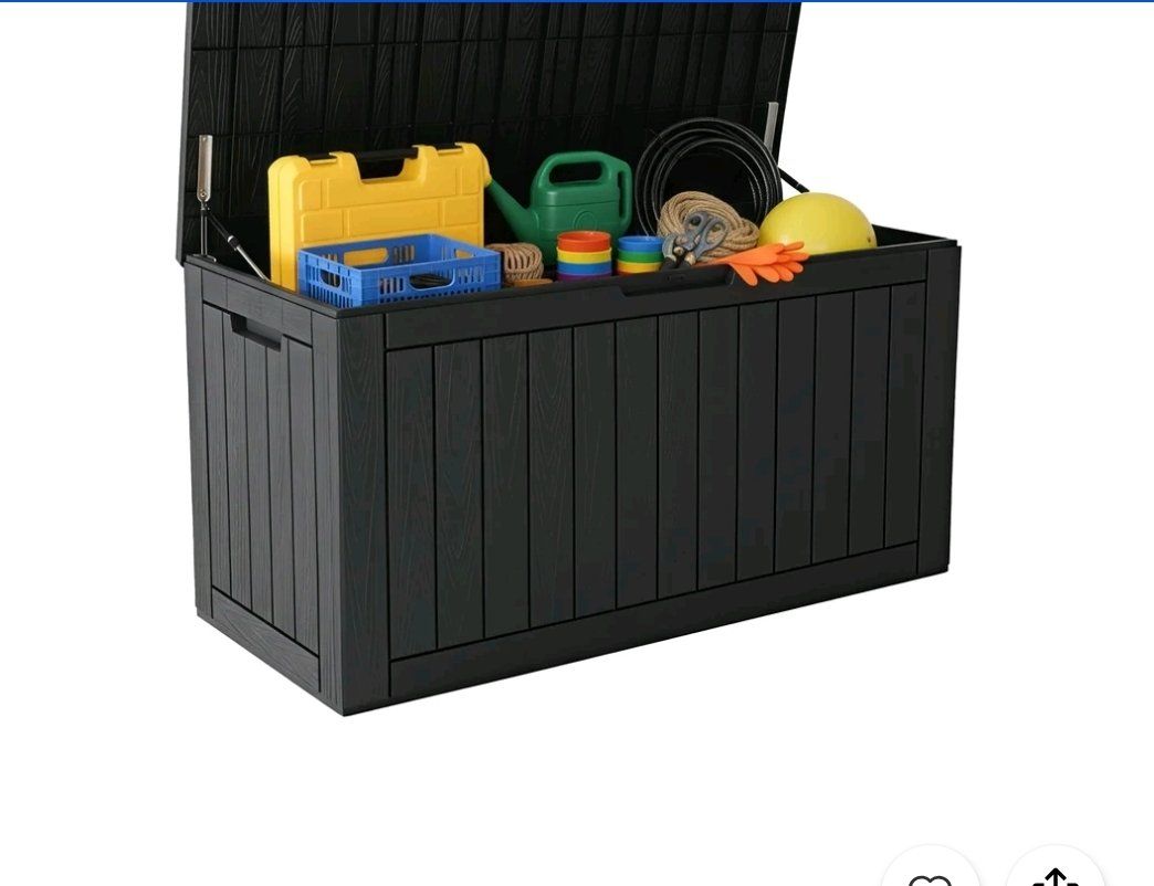 Bifanuo 100 Gallon Resin Deck Box - Lockable Waterproof Outdoor Storage - Black