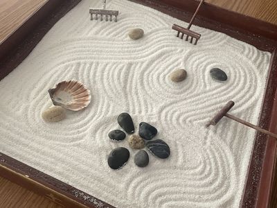 Zen Garden Desktop Sandbox with Rakes, Rocks, and Sand - Relaxation Kit