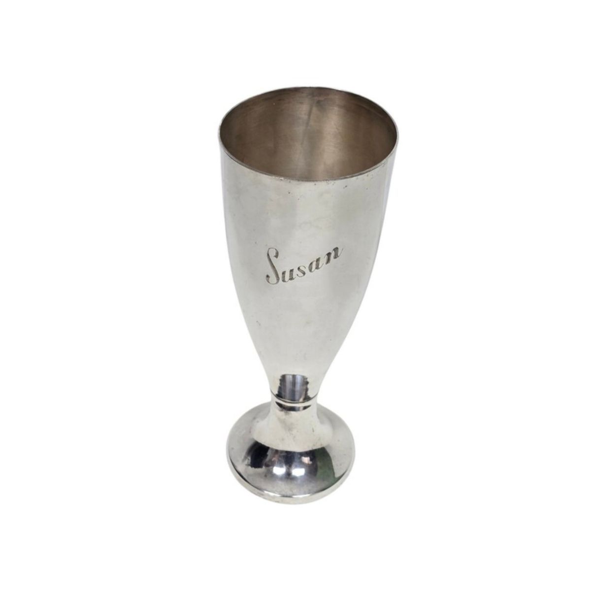 Vintage Silver Plated Goblet Engraved Susan Footed Drinking Cup Chalice