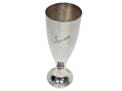 Vintage Silver Plated Goblet Engraved Susan Footed Drinking Cup Chalice