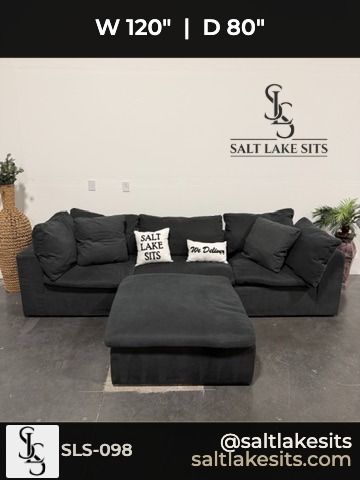 Charcoal Cloud Sectional with Ottoman