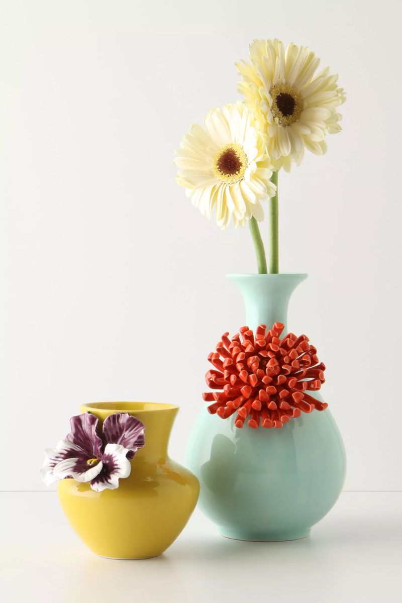 Two Anthropologie Floral Vases