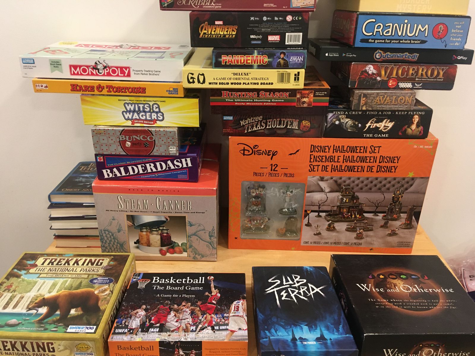 Board Game Collection Lot - Trekking, Monopoly, Firefly, Sub Terra, Disney Halloween Set & More
