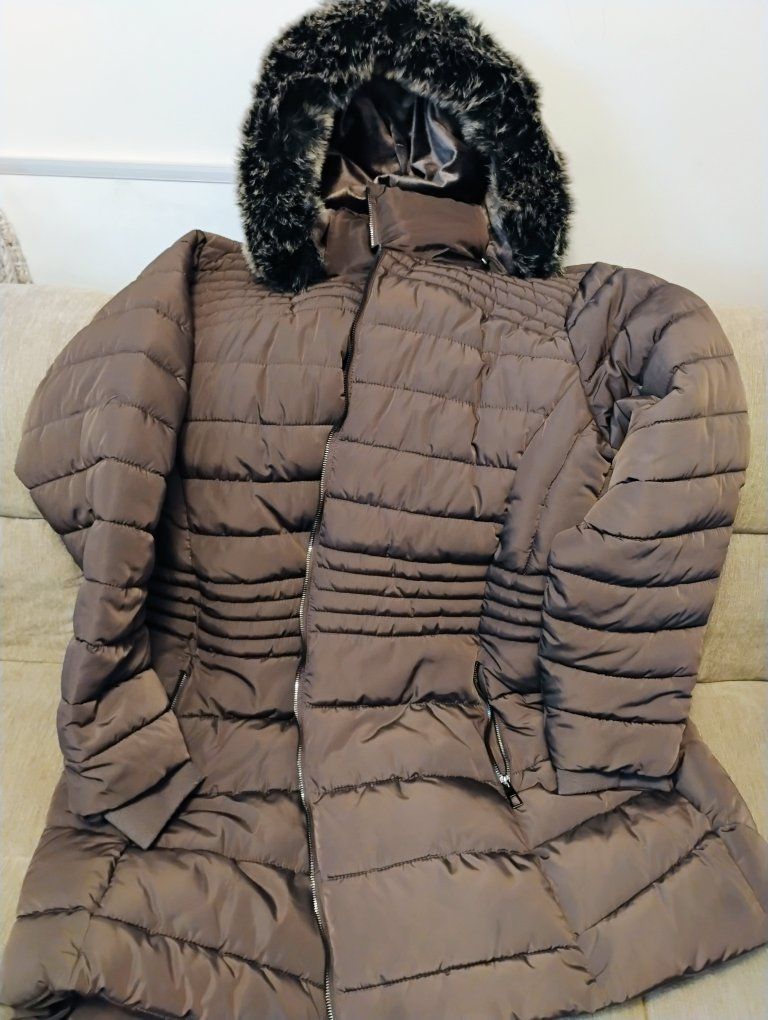 Royalty For Me Brown Faux Fur Hooded Puffer Coat Jacket 3X