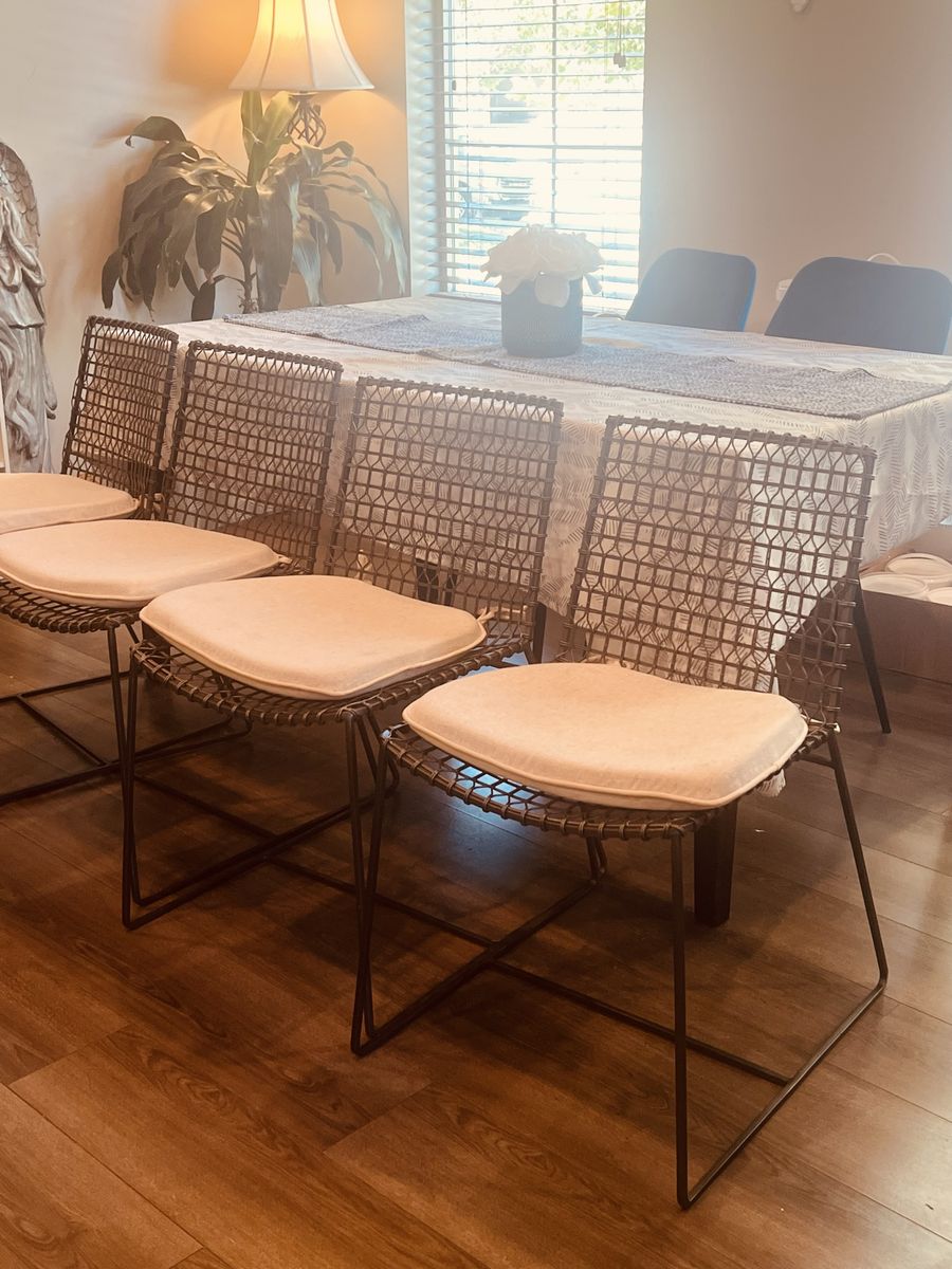 Crate & Barrel TIG Metal Dining Chairs – Set of 4