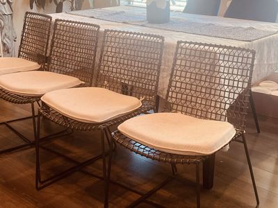 Crate & Barrel TIG Metal Dining Chairs – Set of 4