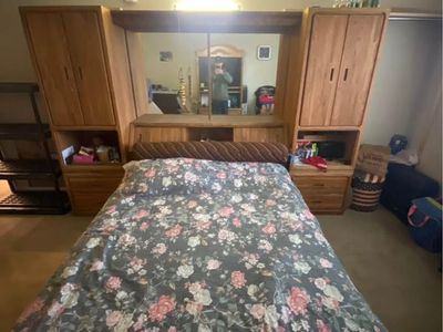 Queen Bed frame Set (lots of storage space)