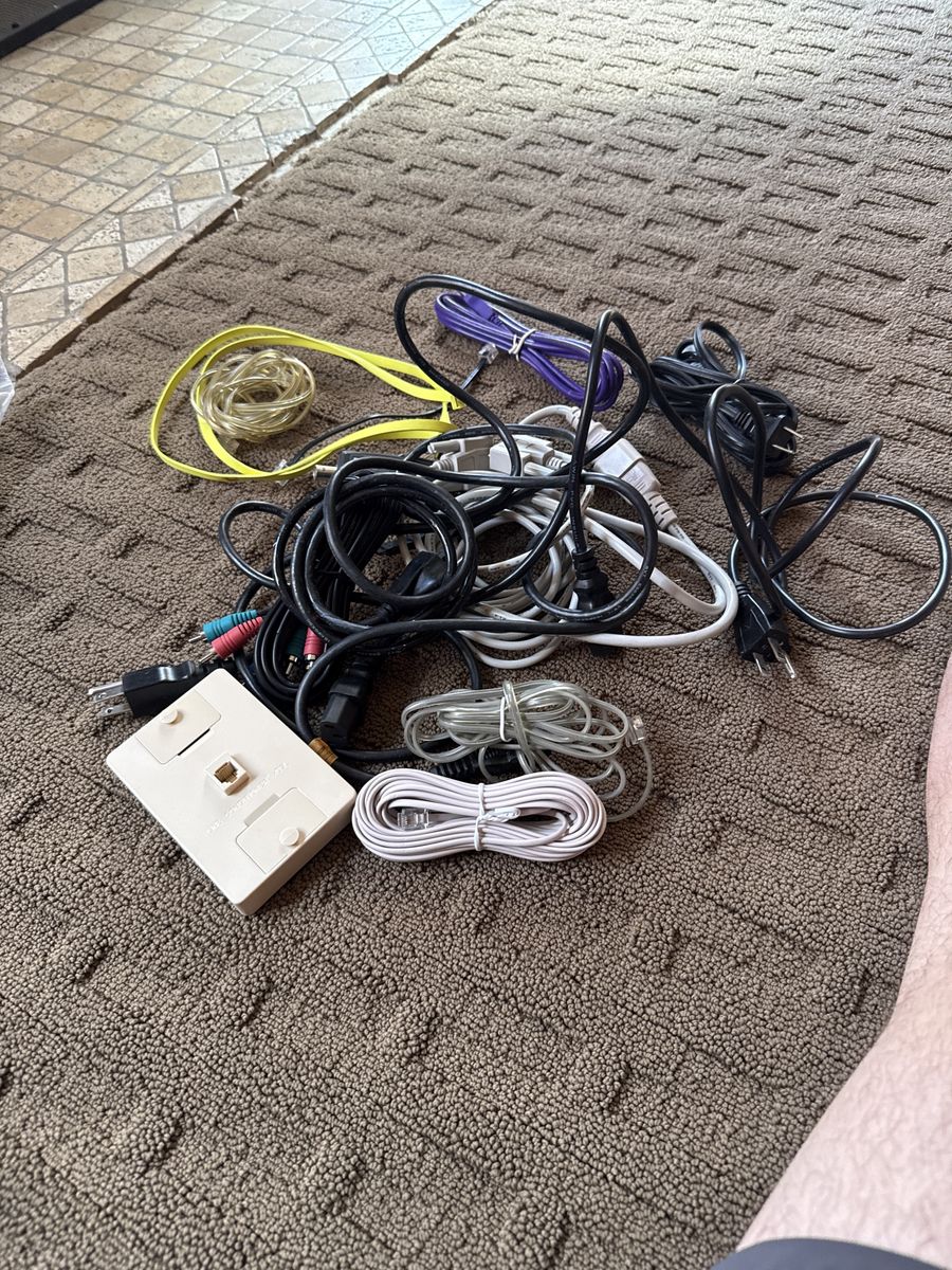 Assorted Electronics Cables & Adapters: Power, Audio, Video, Ethernet, Phone