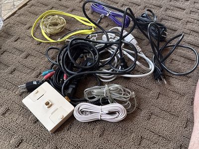 Assorted Electronics Cables & Adapters: Power, Audio, Video, Ethernet, Phone