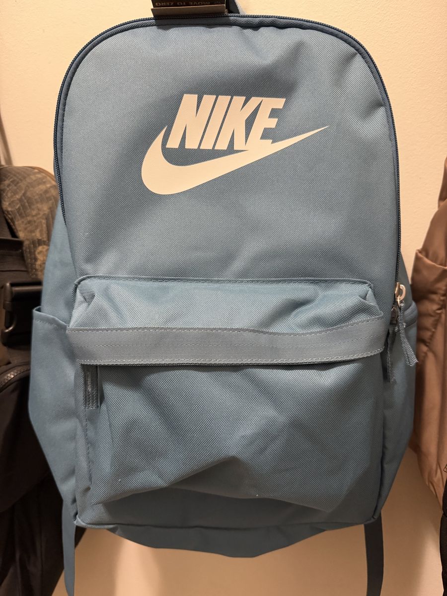 Nike Blue Backpack with Front Pocket and Padded Straps